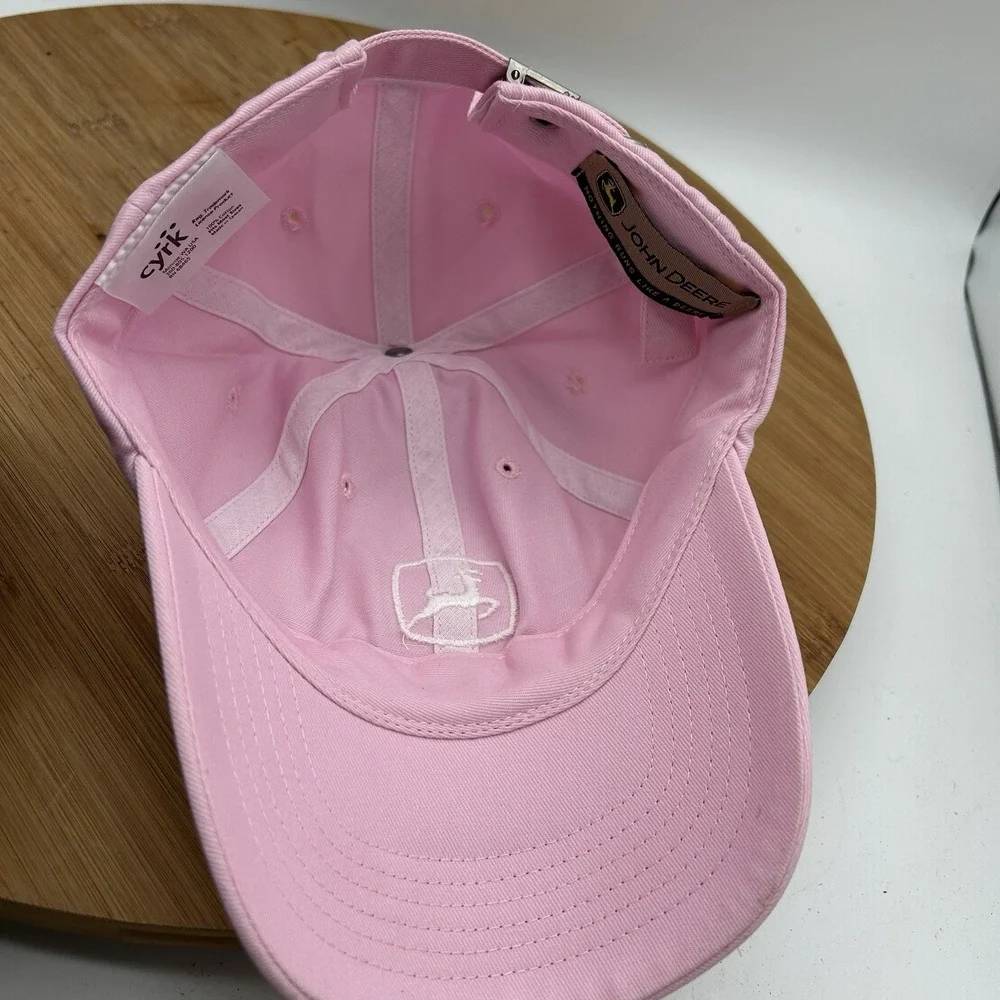 John Deere Baseball Cap Hat Womens Pink One Size Adjustable Embroidered Logo NWT